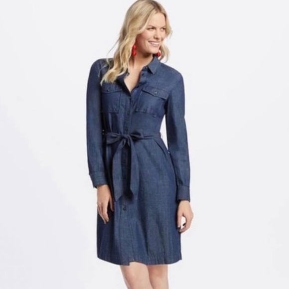 Draper James chambray Belted shirtdress excellent like new condition size 8 - Picture 2 of 15